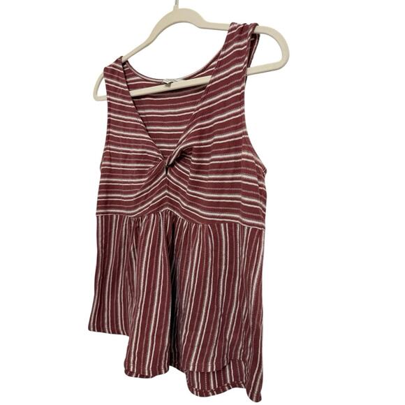 Lucky Brand Women's Size Medium V-neck Sleeveless Blouse Purple White Stripes - Picture 2 of 5